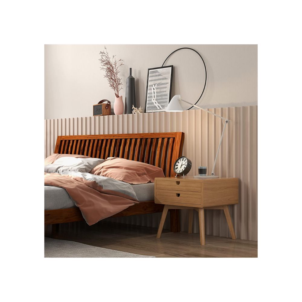 Aaram By Zebrs Queen Size Wooden Bed, Hardwood with Sturdy Construction & Easy to Assemble