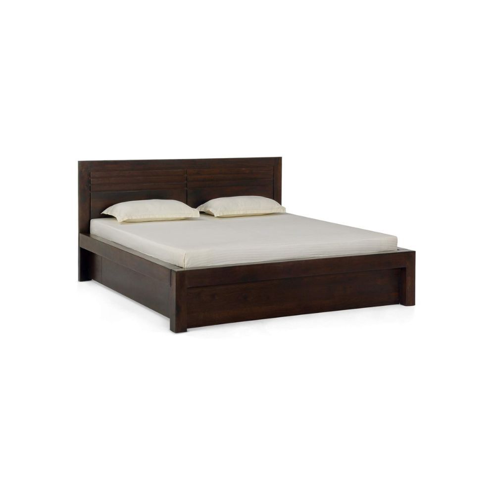 Aaram By Zebrs Sheesham Wood Arlene Queen Size Bed with Drawer Storage Wooden Double Bed Furniture for Bedroom Living Room Solid Wood Palang (Ruby Walnut Finish)