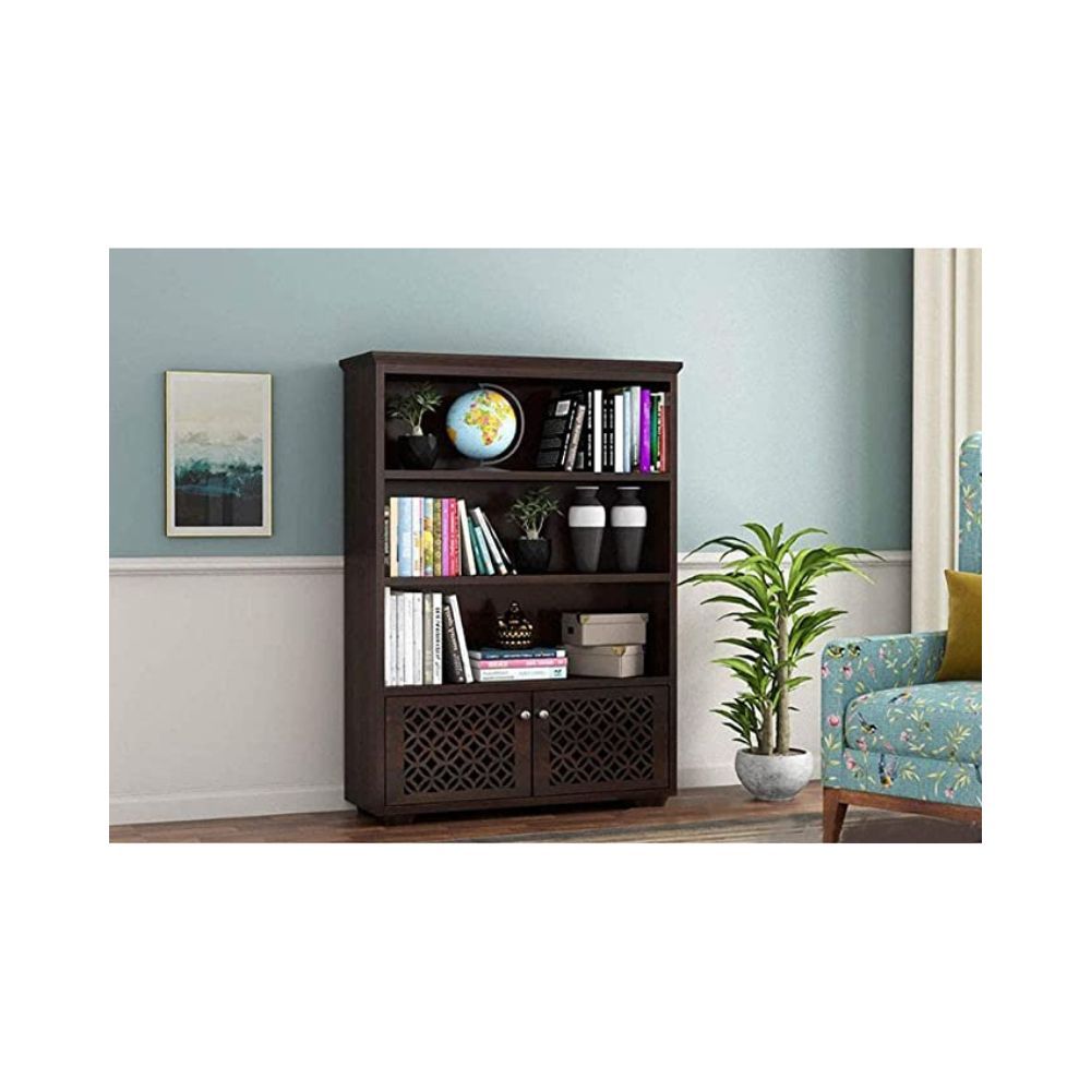 Aaram By Zebrs Sheesham Wood Bookcase Book Shelves Cabinet with Racks & Drawer