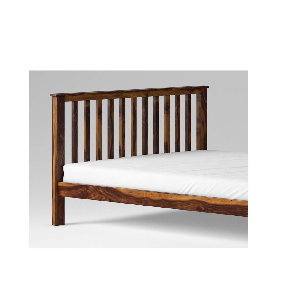 Aaram By Zebrs Sheesham Wood King Size Bed Without Storage for Bedroom (Walnut Finish)