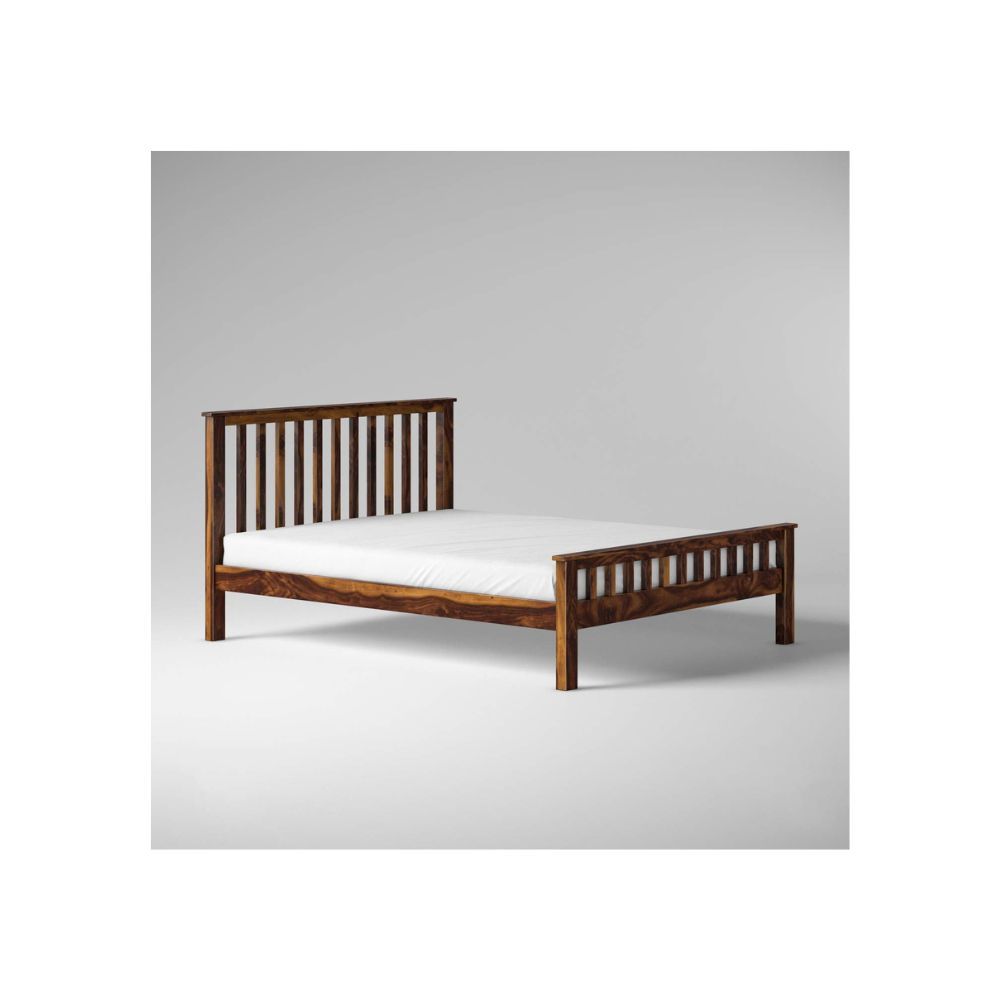 Aaram By Zebrs Sheesham Wood King Size Bed Without Storage for Bedroom (Walnut Finish)