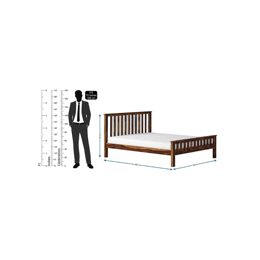 Aaram By Zebrs Sheesham Wood King Size Bed Without Storage for Bedroom (Walnut Finish)