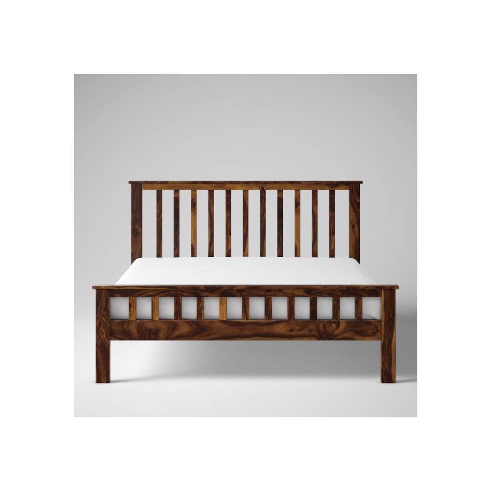 Aaram By Zebrs Sheesham Wood King Size Bed Without Storage for Bedroom (Walnut Finish)