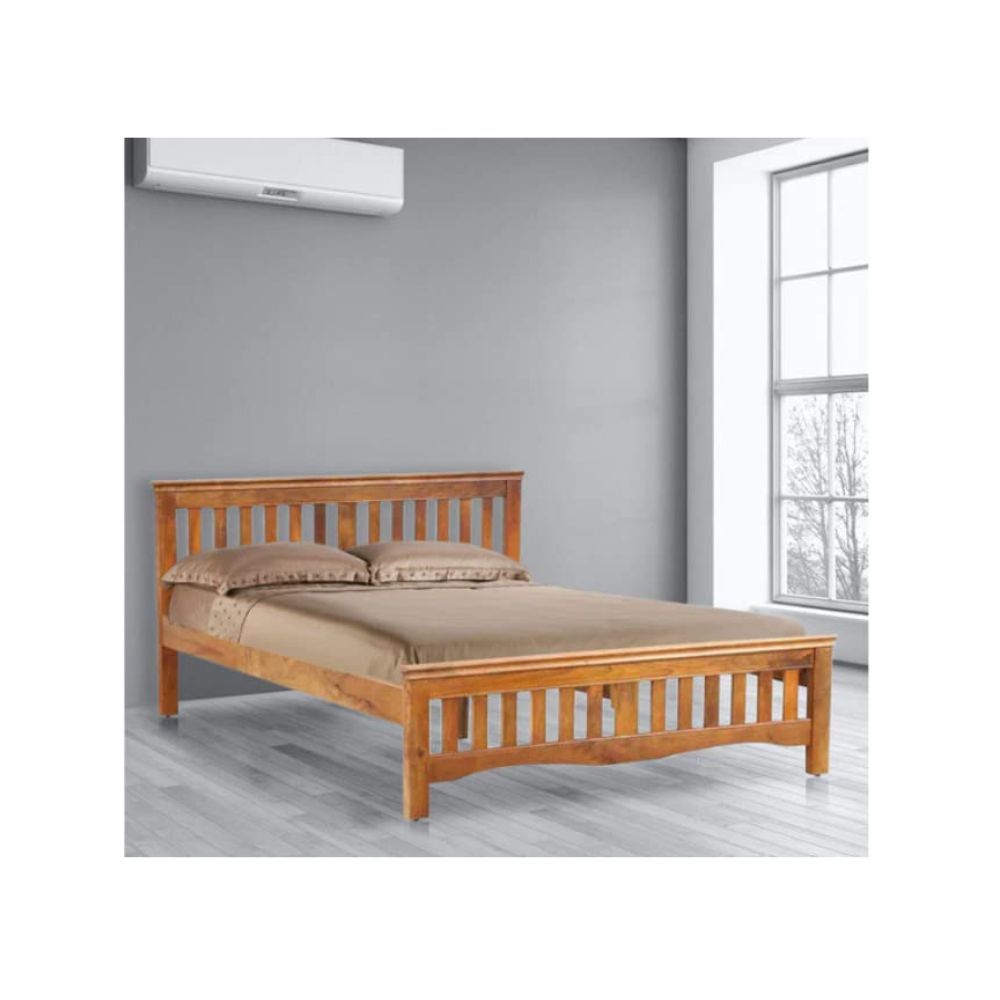 Aaram By Zebrs Sheesham Wood Queen Size Bed (Matt Finish) | Sheesham Wood Bed | Solid Wood Bed | Bed for Home | Single Bed