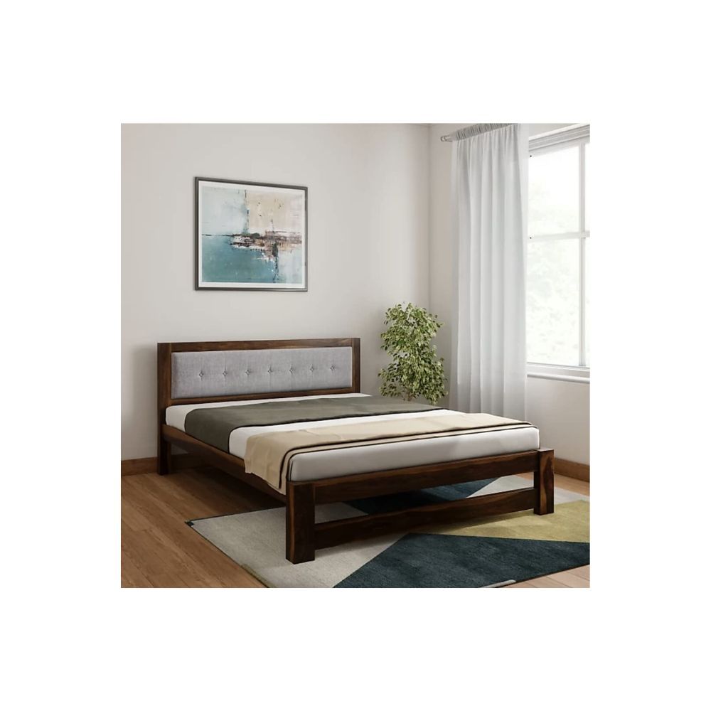 Aaram By Zebrs Sheesham Wood Solid Wood King Bed | Finish Color - Honey, Delivery Condition