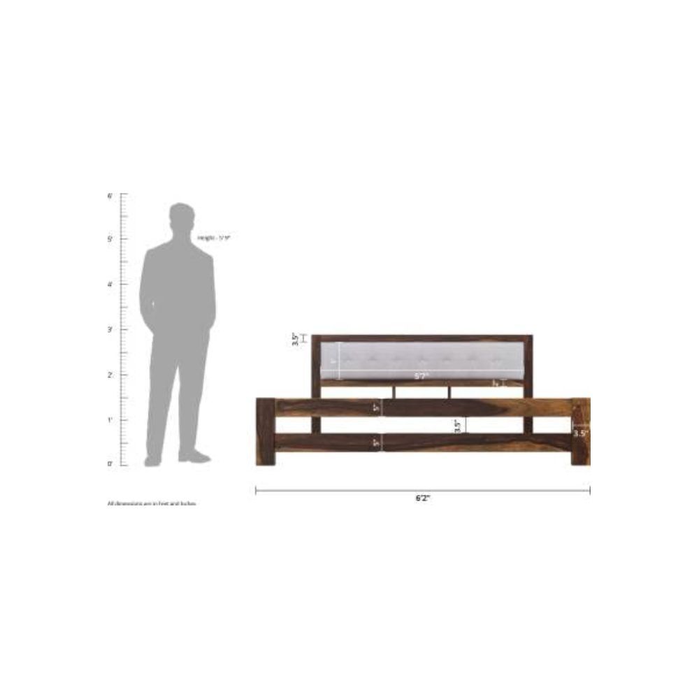 Aaram By Zebrs Sheesham Wood Solid Wood King Bed | Finish Color - Honey, Delivery Condition