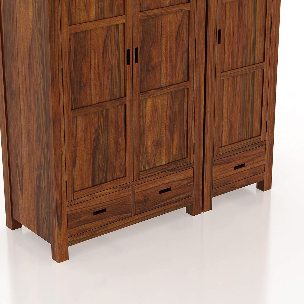 Aaram By Zebrs Solid Sheesham Wood Armania Dual Storage Wardrobe with Door and Drawer for Bedroom Living Room Home Almirah for Clothes Wooden Furniture (Natural Finish)