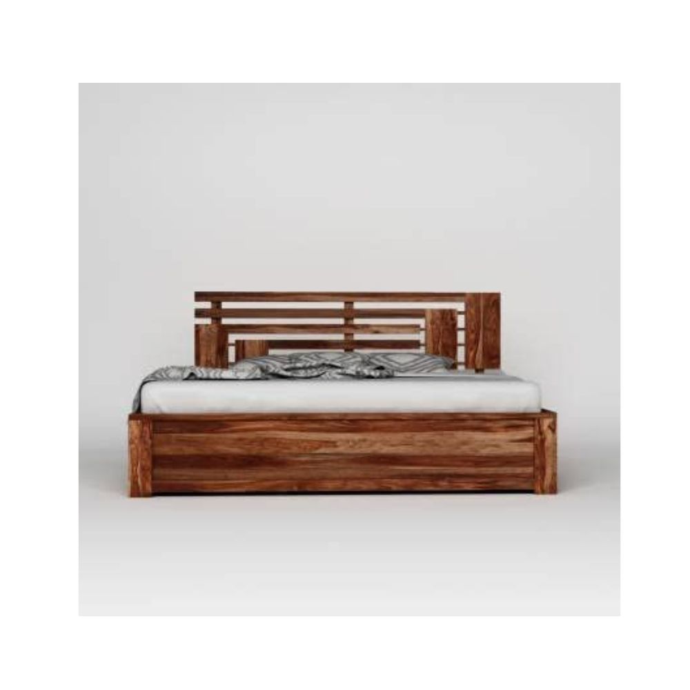 Aaram By Zebrs Solid Sheesham Wood King Bed with Drawer Storage (Matt Finish) | Sheesham Wood Bed | Solid Wood Bed | Bed for Home