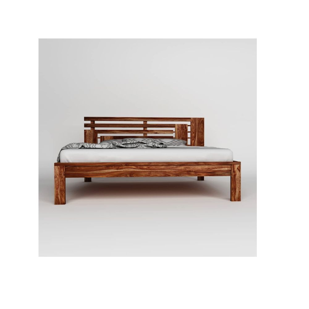 Aaram By Zebrs Solid Sheesham Wood King Bed Without Storage (Matt Finish) | Sheesham Wood Bed | Solid Wood Bed | Bed for Home | Bed with Storage