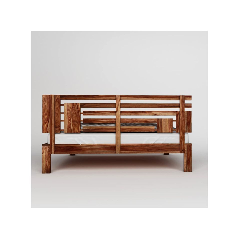 Aaram By Zebrs Solid Sheesham Wood King Bed Without Storage (Matt Finish) | Sheesham Wood Bed | Solid Wood Bed | Bed for Home | Bed with Storage