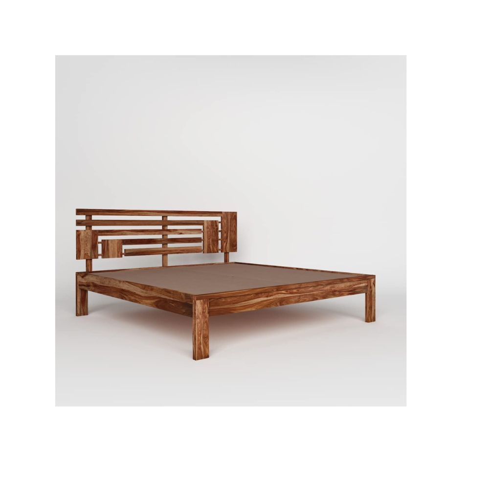 Aaram By Zebrs Solid Sheesham Wood King Bed Without Storage (Matt Finish) | Sheesham Wood Bed | Solid Wood Bed | Bed for Home | Bed with Storage