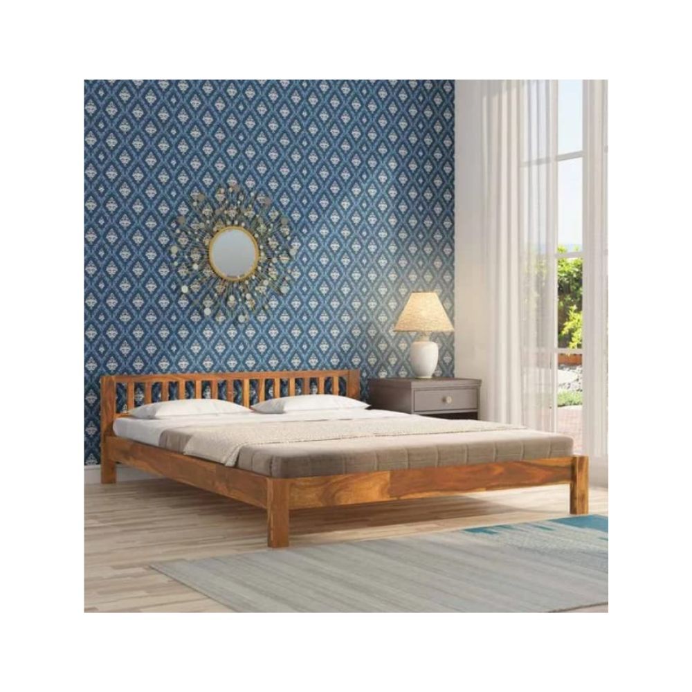 Aaram By Zebrs Solid Sheesham Wood King Size Bed (Matt Finish) | Sheesham Wood Bed | Solid Wood Bed | Bed for Home | Single Bed
