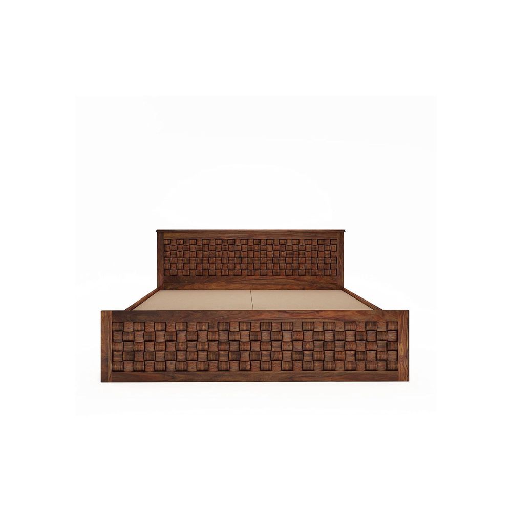 Aaram By Zebrs Solid Sheesham Wood King Size Bed with Drawer Storage for Living Room Bedroom Home Hotel Wooden Double Bed Furniture (Teak Finish)