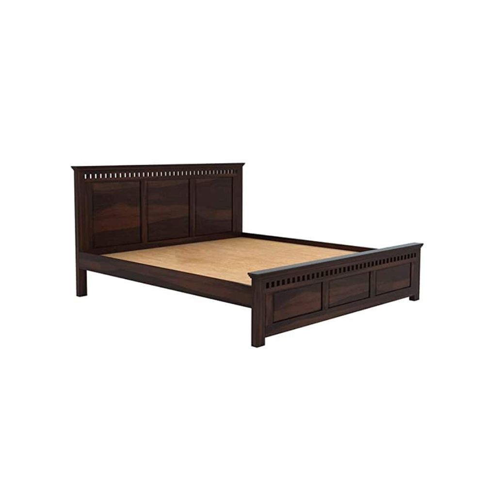 Aaram By Zebrs Solid Sheesham Wood King Size Bed Without Storage Bed for Bedroom Solid Wooden Furniture Beds for Home Living Room (Walnut Finish)