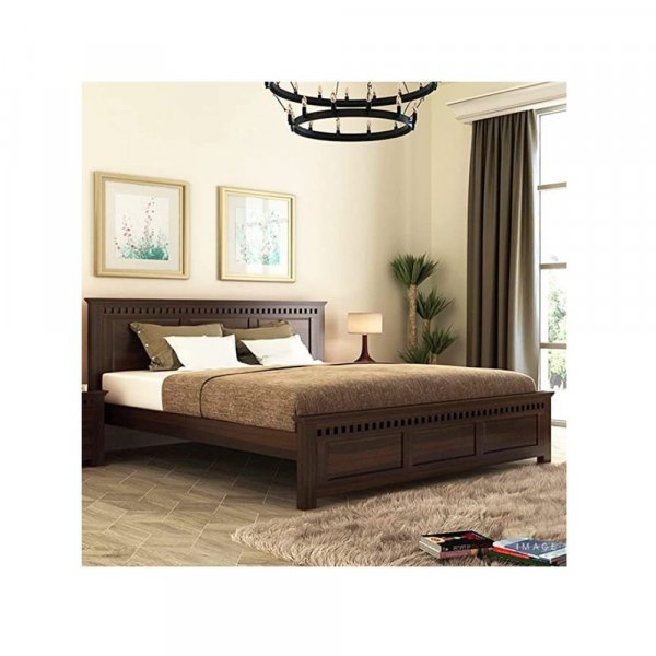 Aaram By Zebrs Solid Sheesham Wood King Size Bed Without Storage Bed for Bedroom Solid Wooden Furniture Beds for Home Living Room (Walnut Finish)