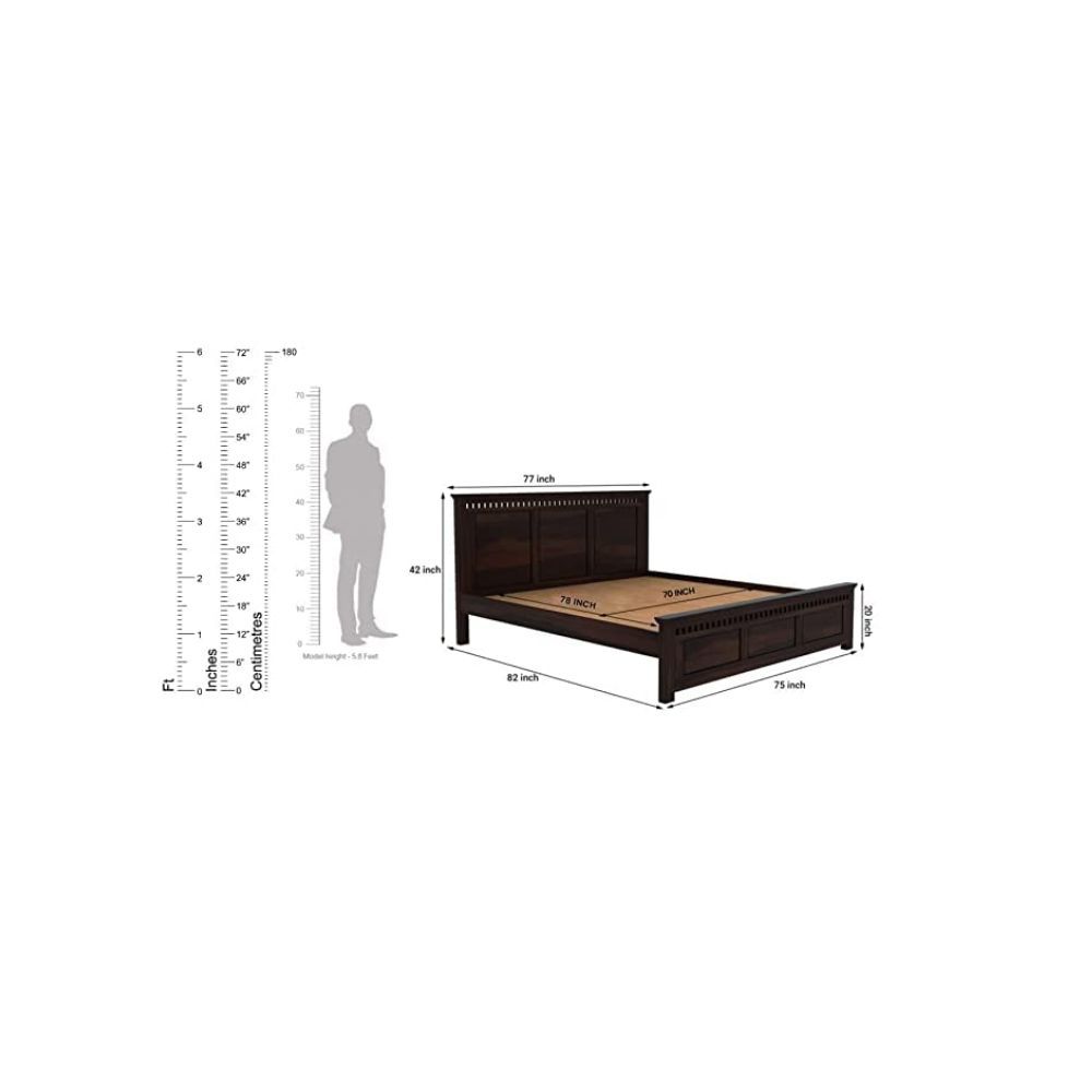Aaram By Zebrs Solid Sheesham Wood King Size Bed Without Storage Bed for Bedroom Solid Wooden Furniture Beds for Home Living Room (Walnut Finish)