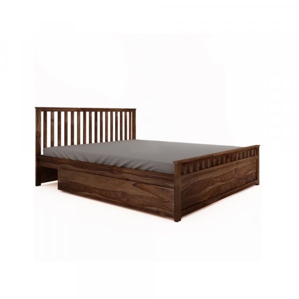 Aaram By Zebrs Solid Sheesham Wood Queen Bed with Drawer Storage (Matt Finish) | Sheesham Wood Bed | Solid Wood Bed | Bed for Home | Bed with Storage
