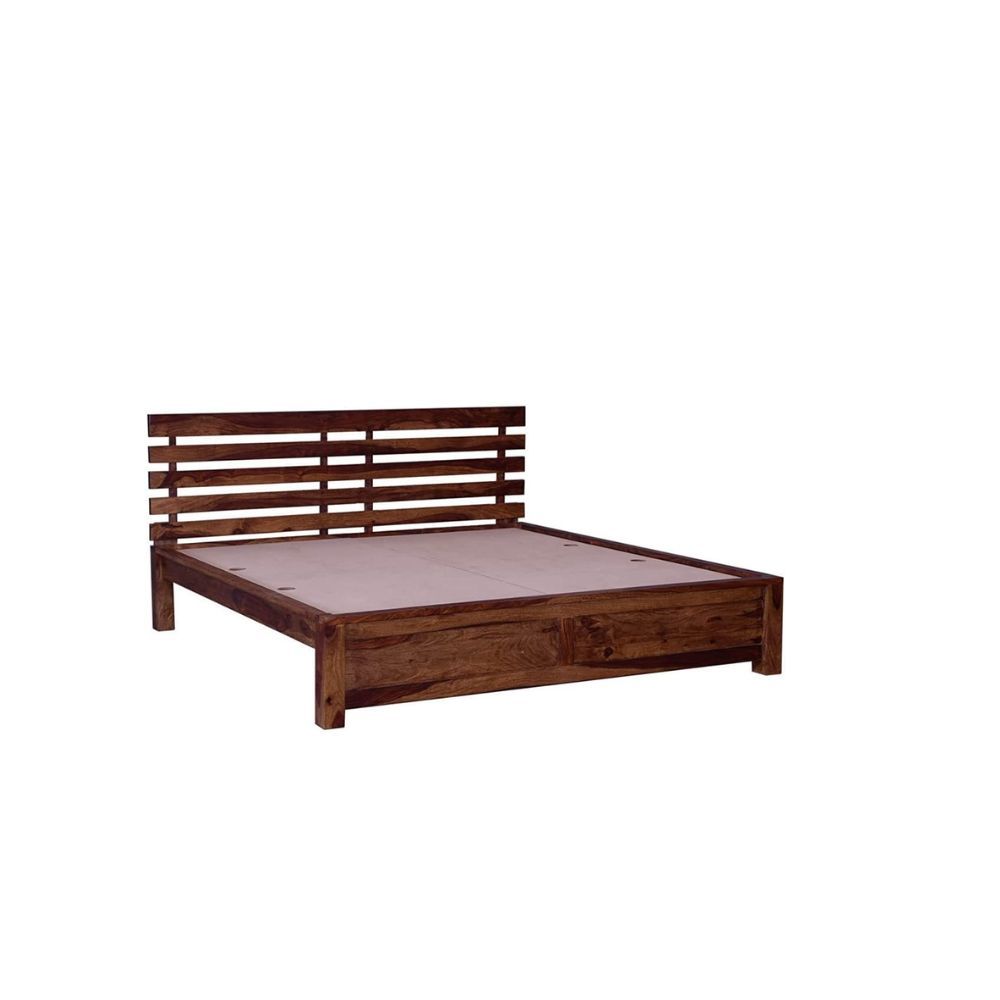 Aaram By Zebrs Solid Sheesham Wood Queen Bed Without Storage (Matt Finish) | Sheesham Wood Bed | Solid Wood Bed | Bed for Home