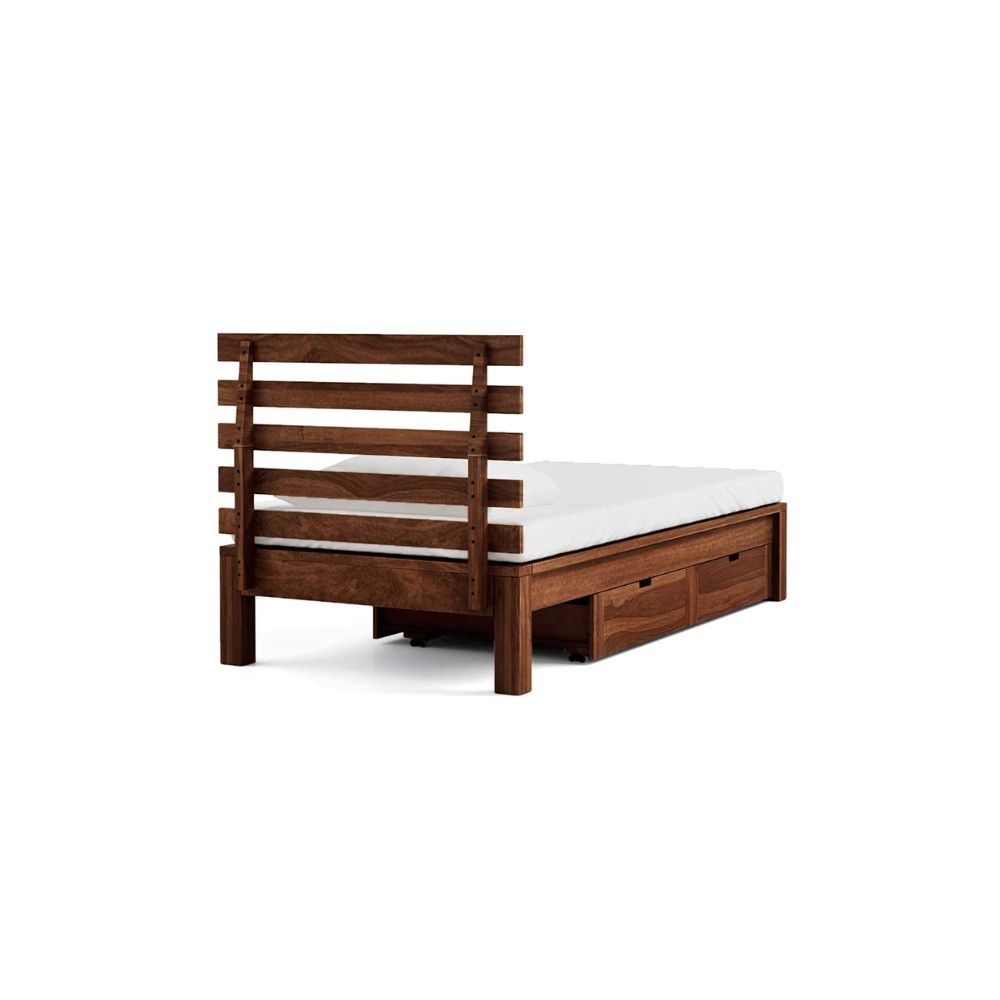 Aaram By Zebrs Solid Sheesham Wood Single Bed with Drawer Storage (Matt Finish) | Sheesham Wood Bed | Solid Wood Bed | Bed for Home