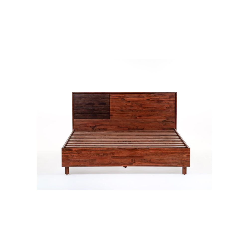 Aaram By Zebrs Solid Wood Bed by Hermosa Design Studio | Finish : Natural Stain | Wooden Queen Size Bed for Bedroom