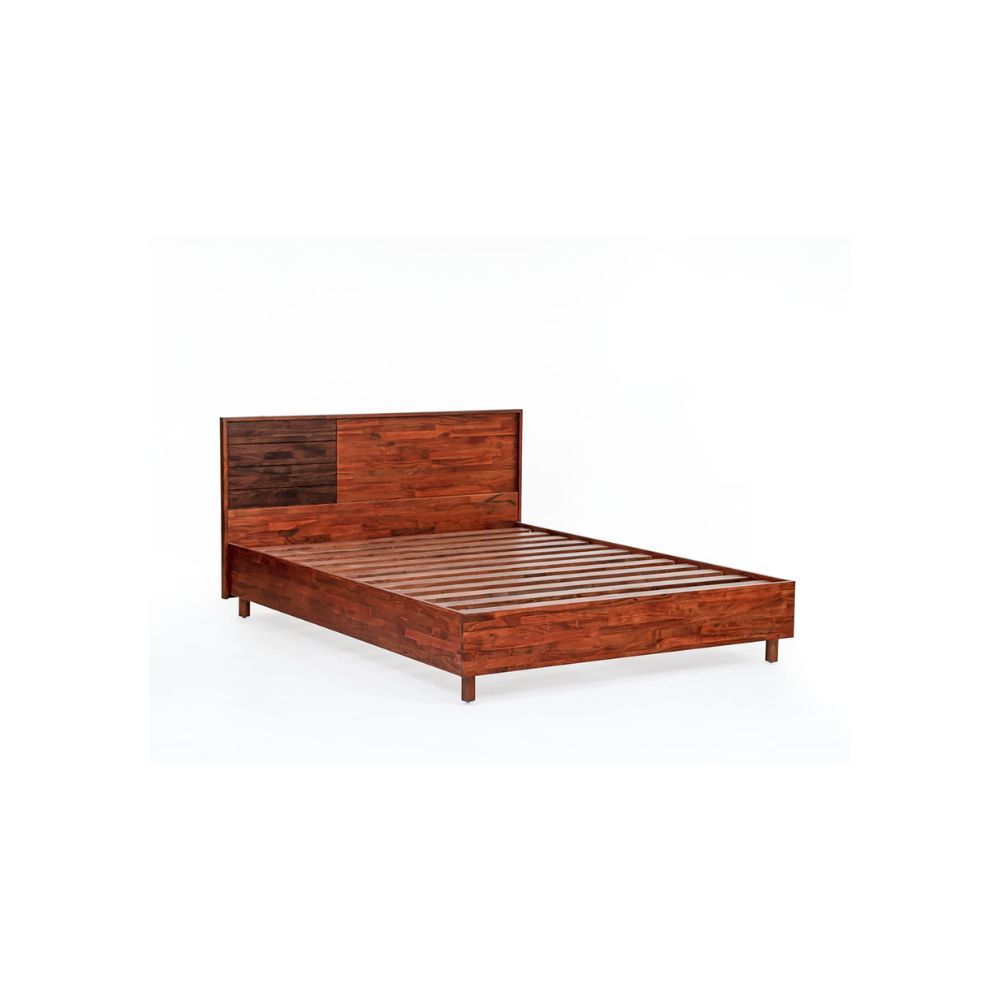 Aaram By Zebrs Solid Wood Bed by Hermosa Design Studio | Finish : Natural Stain | Wooden Queen Size Bed for Bedroom