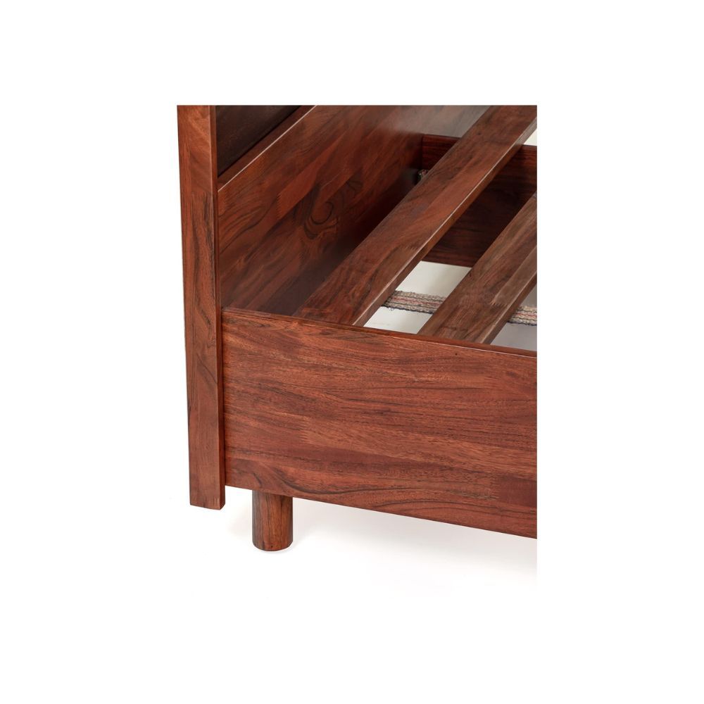 Aaram By Zebrs Solid Wood Bed by Hermosa Design Studio | Finish : Natural Stain | Wooden Queen Size Bed for Bedroom