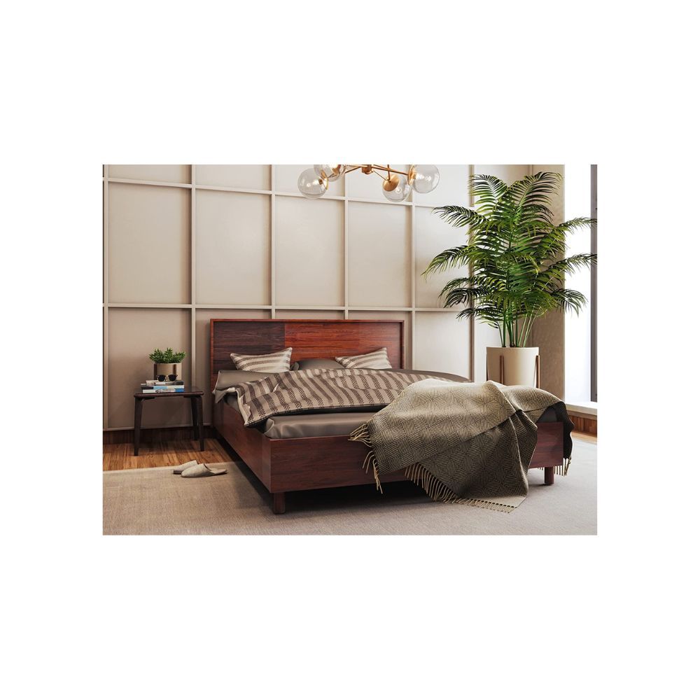Aaram By Zebrs Solid Wood Bed by Hermosa Design Studio | Finish : Natural Stain | Wooden Queen Size Bed for Bedroom