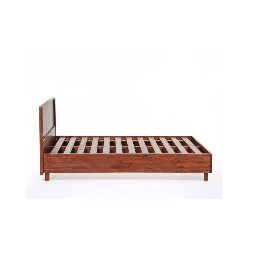 Aaram By Zebrs Solid Wood Bed by Hermosa Design Studio | Finish : Natural Stain | Wooden Queen Size Bed for Bedroom