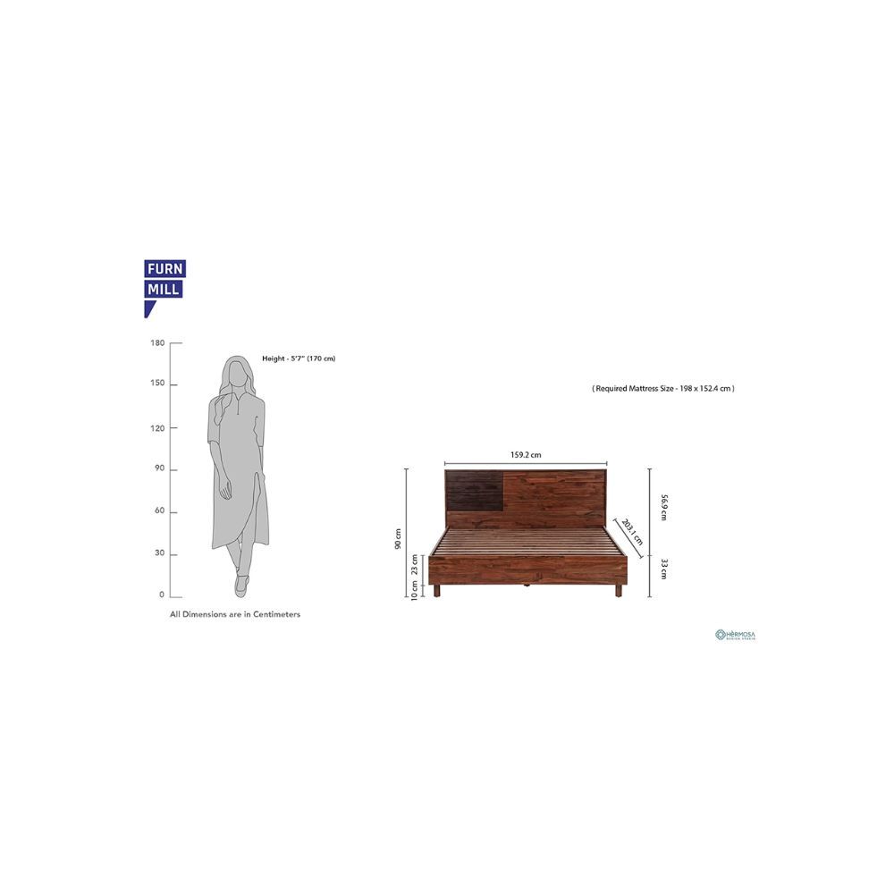 Aaram By Zebrs Solid Wood Bed by Hermosa Design Studio | Finish : Natural Stain | Wooden Queen Size Bed for Bedroom
