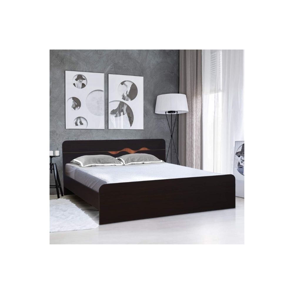Aaram By Zebrs Swirl King Bed (Matt Finish, Brown)