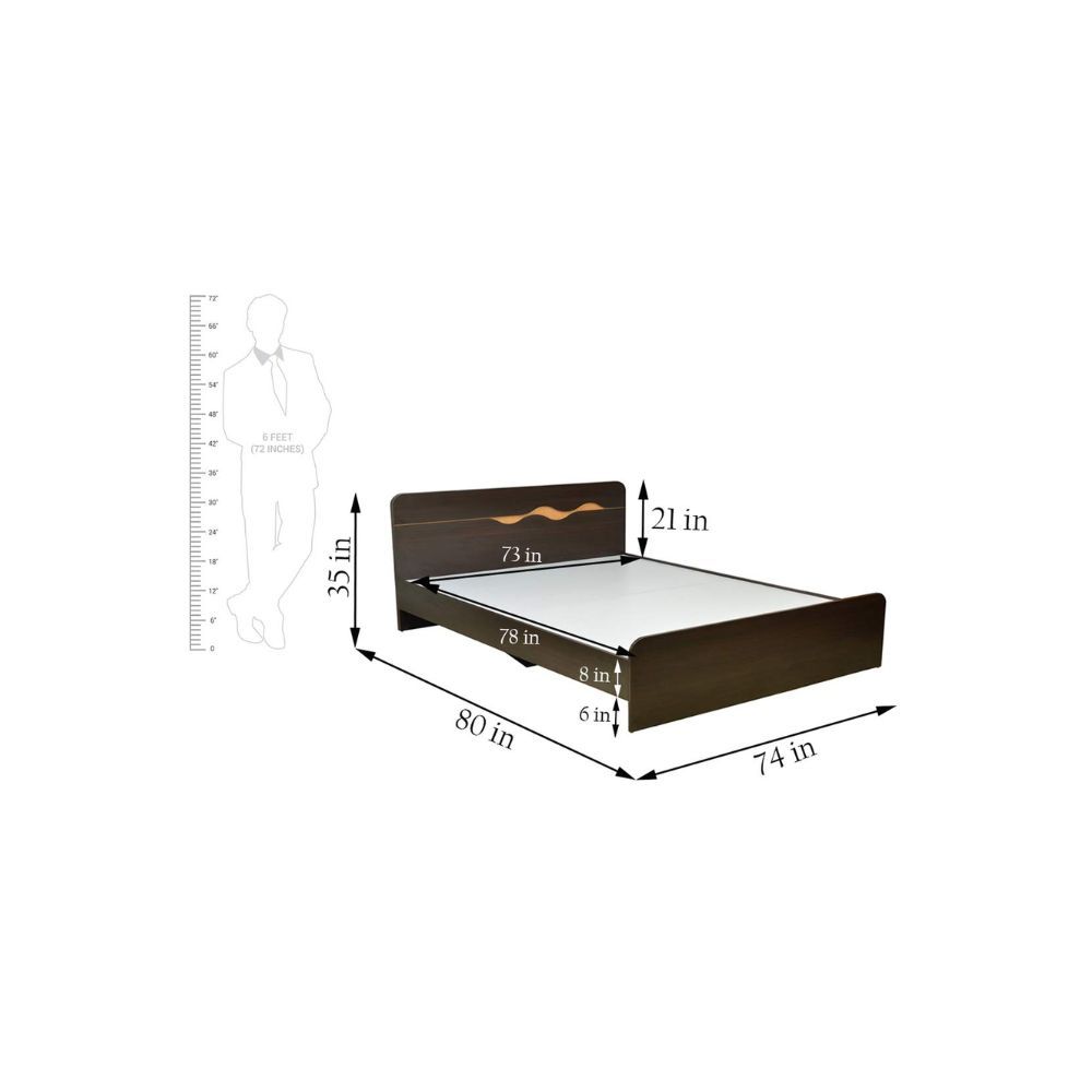 Aaram By Zebrs Swirl King Bed (Matt Finish, Brown)
