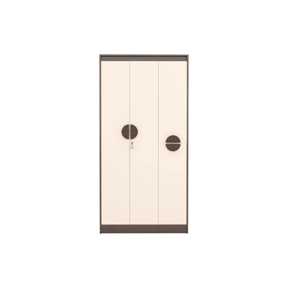 Aaram By Zebrs Wood 3 Door Wardrobe - Walnut & Beige