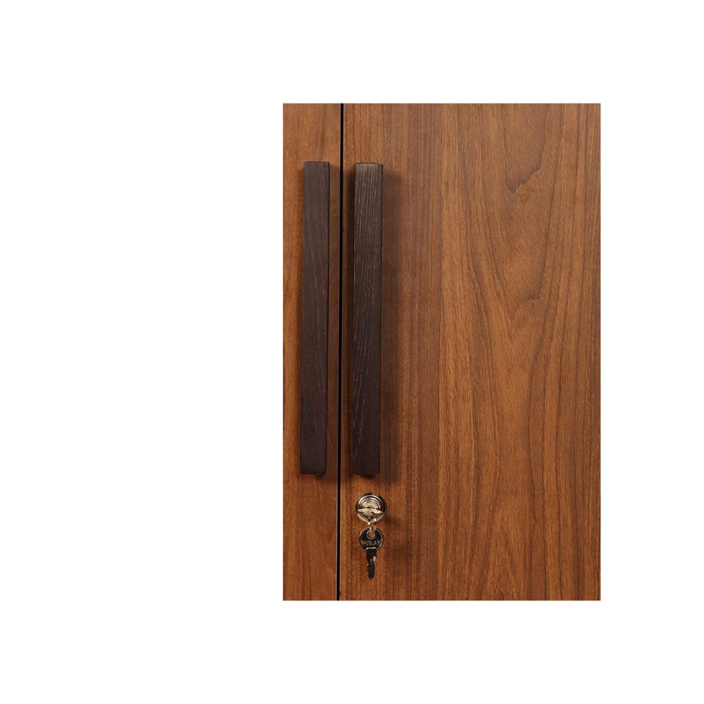 Aaram By Zebrs Wood 3 Door Wardrobe with Drawer & with Mirror - Teak Finish