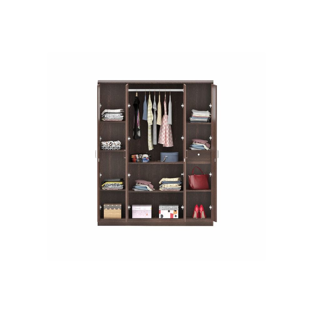 Aaram By Zebrs Wood 4 Doors Wardrobe (Wenge)