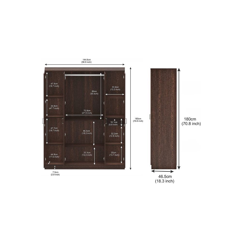 Aaram By Zebrs Wood 4 Doors Wardrobe (Wenge)