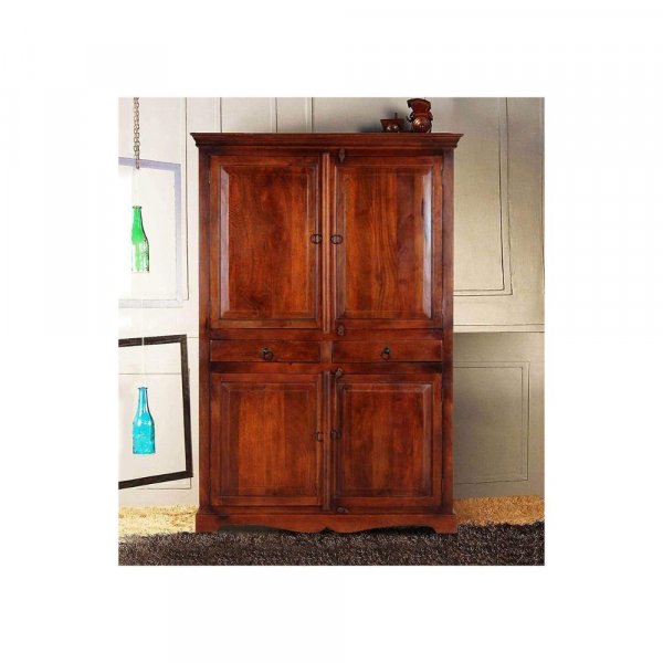 Aaram By Zebrs Wood Almirah Wardrobe with 2 Drawers and 4 Door Storage Cabinet for Living Room Bedroom Furniture for Home (Honey Finish)