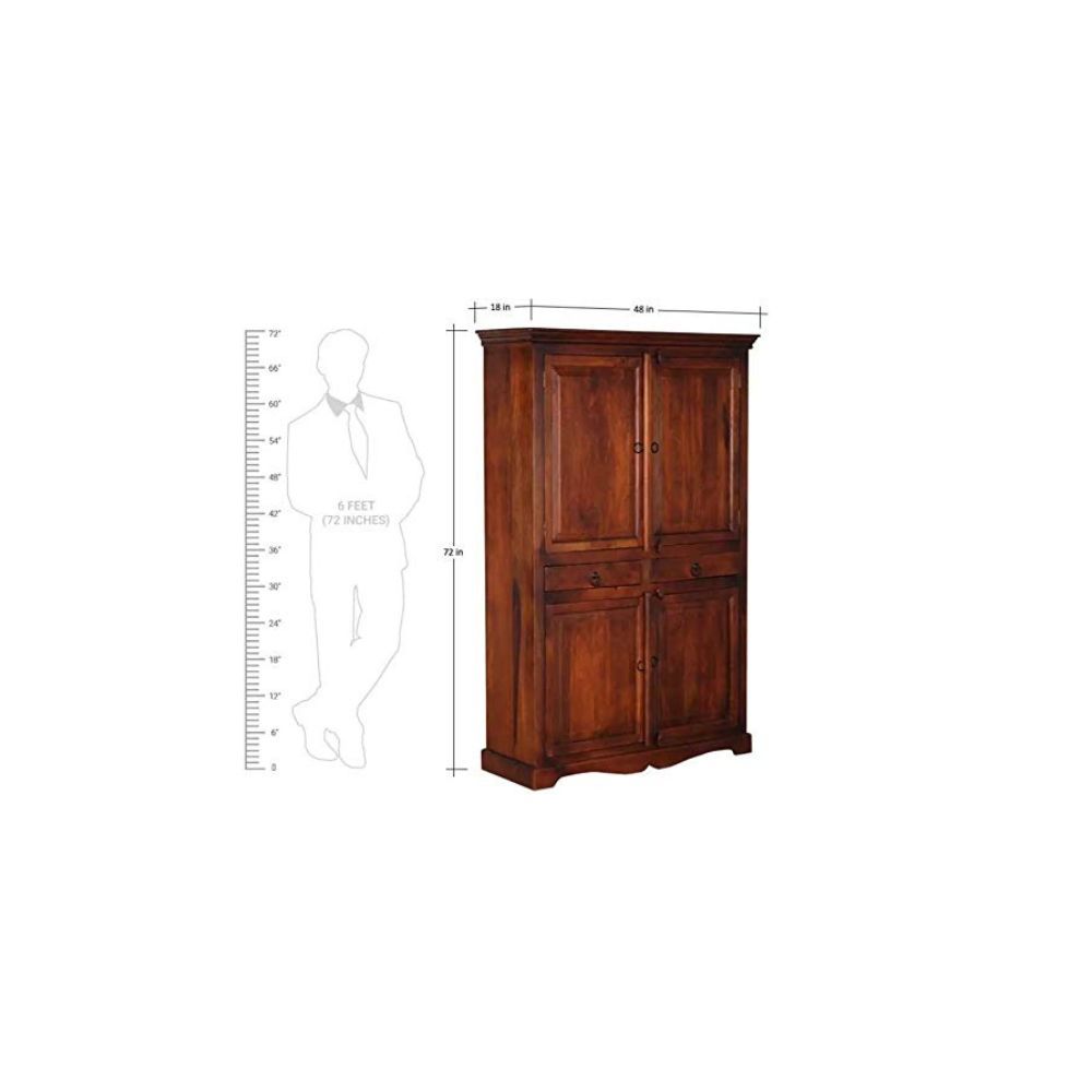 Aaram By Zebrs Wood Almirah Wardrobe with 2 Drawers and 4 Door Storage Cabinet for Living Room Bedroom Furniture for Home (Honey Finish)