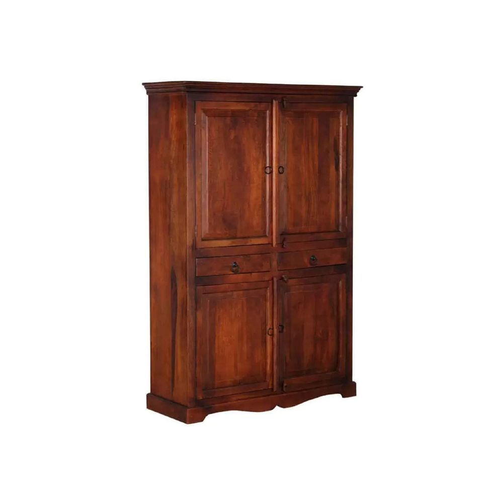 Aaram By Zebrs Wood Almirah Wardrobe with 2 Drawers and 4 Door Storage Cabinet for Living Room Bedroom Furniture for Home (Honey Finish)