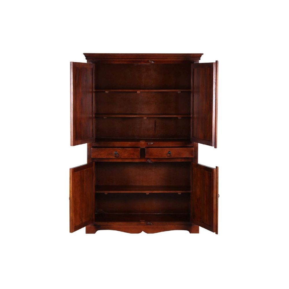 Aaram By Zebrs Wood Almirah Wardrobe with 2 Drawers and 4 Door Storage Cabinet for Living Room Bedroom Furniture for Home (Honey Finish)
