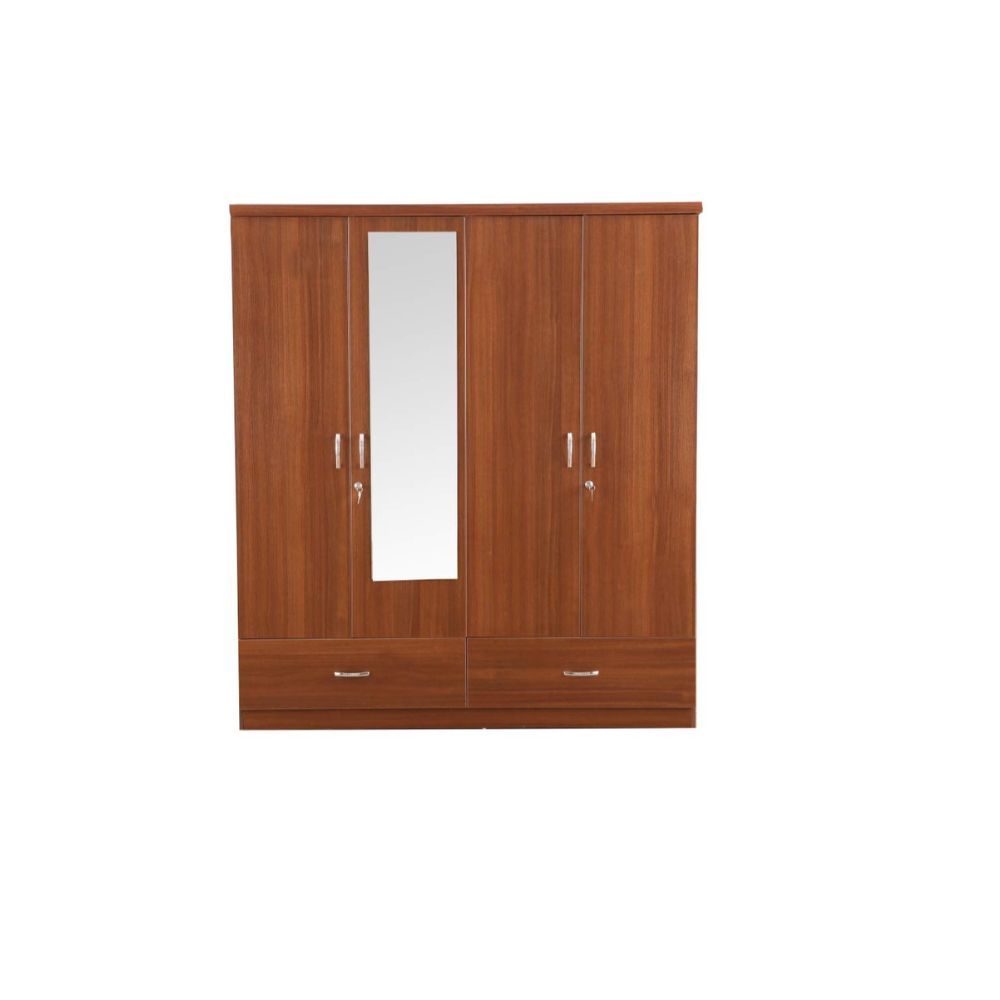 Aaram By Zebrs Wood Four Door Wardrobe in Regato Walnut Colour