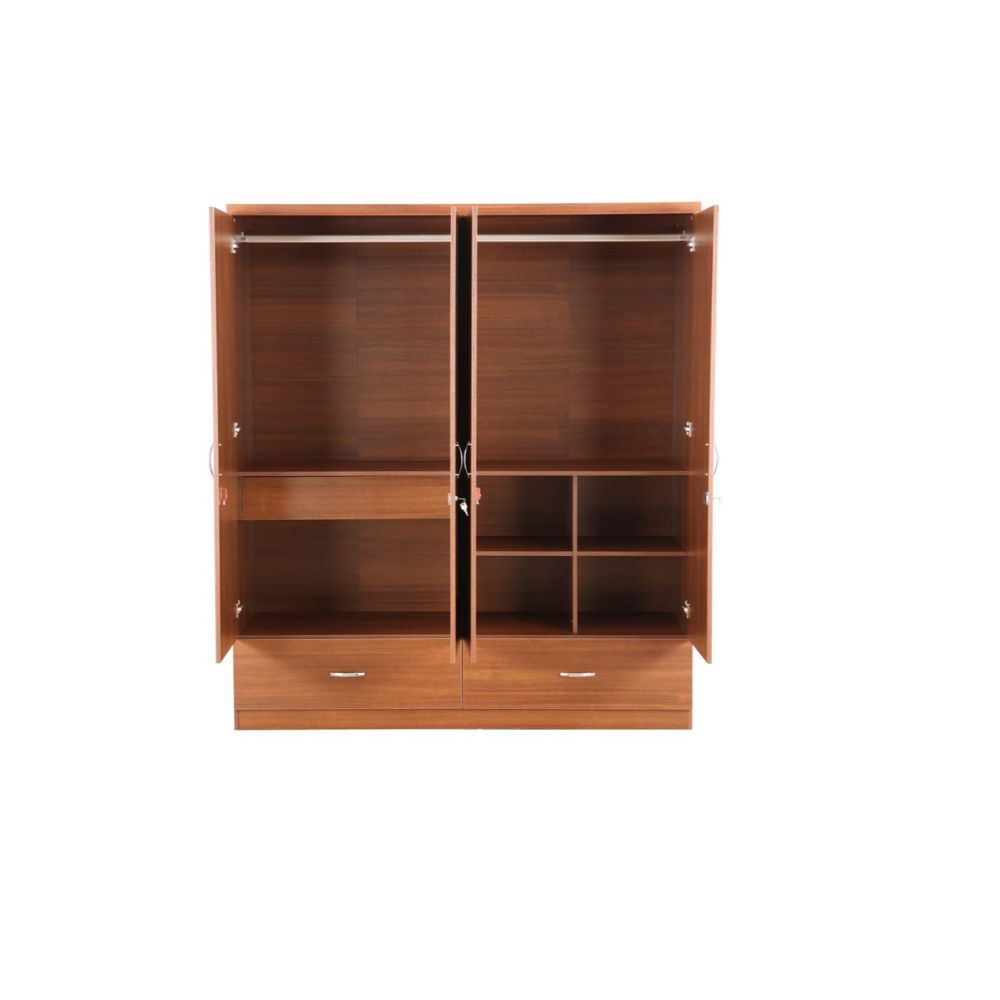 Aaram By Zebrs Wood Four Door Wardrobe in Regato Walnut Colour
