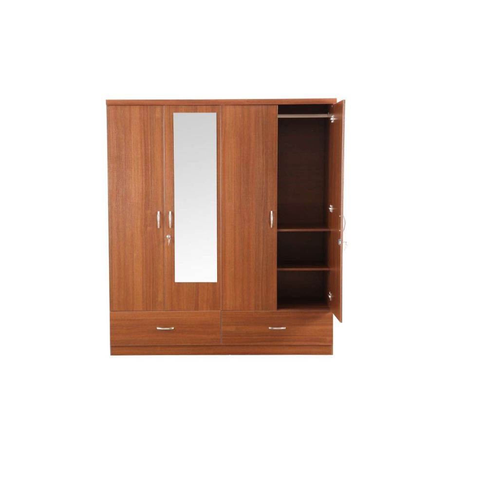Aaram By Zebrs Wood Four Door Wardrobe in Regato Walnut Colour