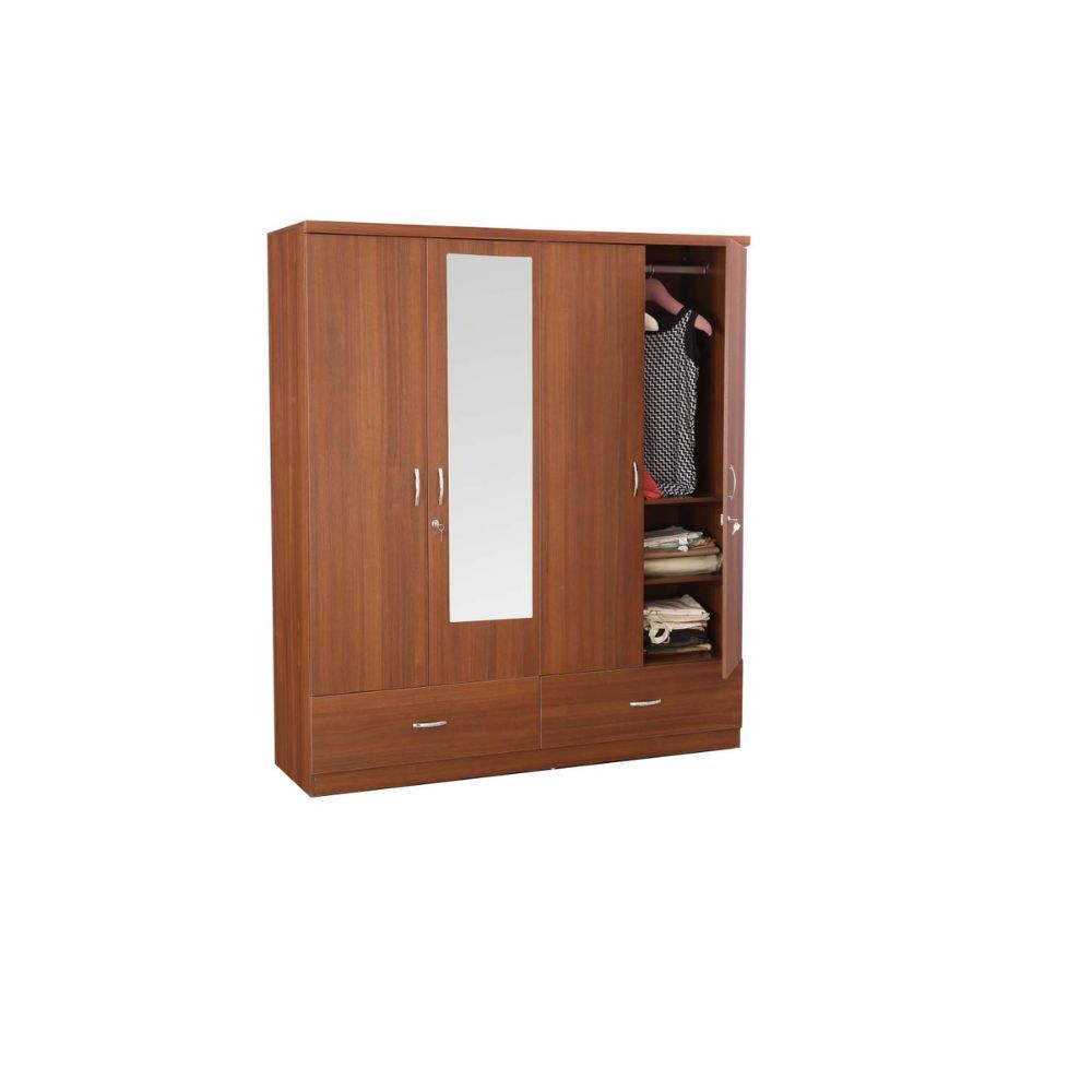 Aaram By Zebrs Wood Four Door Wardrobe in Regato Walnut Colour