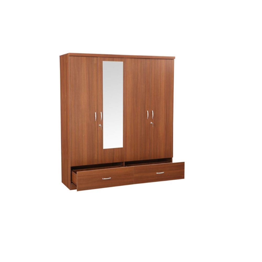 Aaram By Zebrs Wood Four Door Wardrobe in Regato Walnut Colour