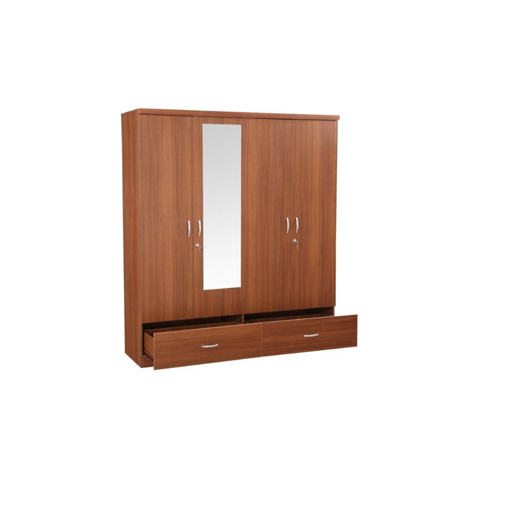 Aaram By Zebrs Wood Four Door Wardrobe in Regato Walnut Colour