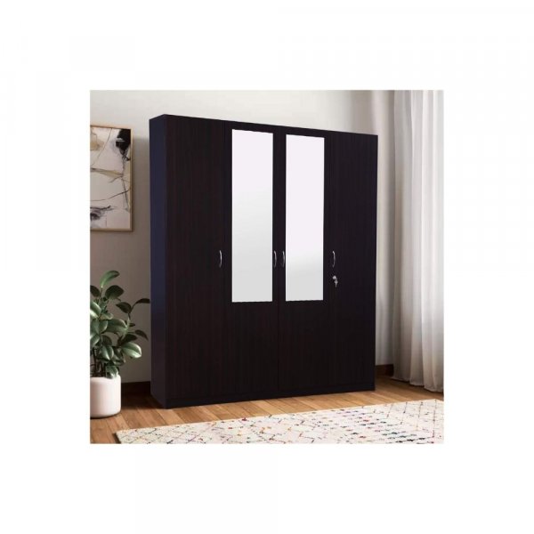 Aaram By Zebrs Wood Four Door Wardrobe in Walnut Colour