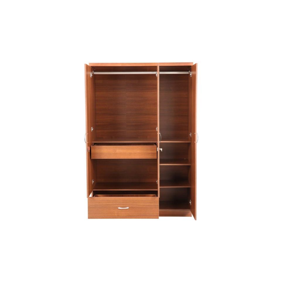 Aaram By Zebrs Wood Three Door Wardrobe in Regato Walnut Colour