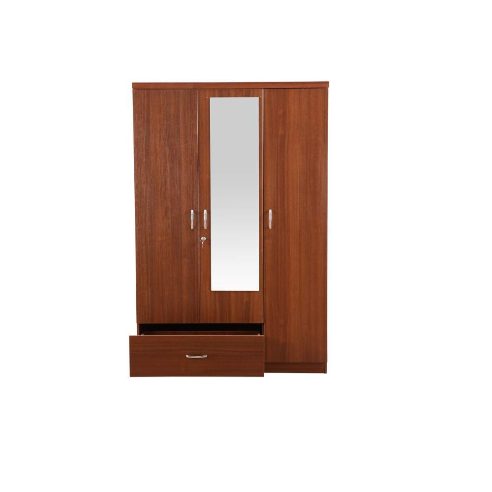Aaram By Zebrs Wood Three Door Wardrobe in Regato Walnut Colour