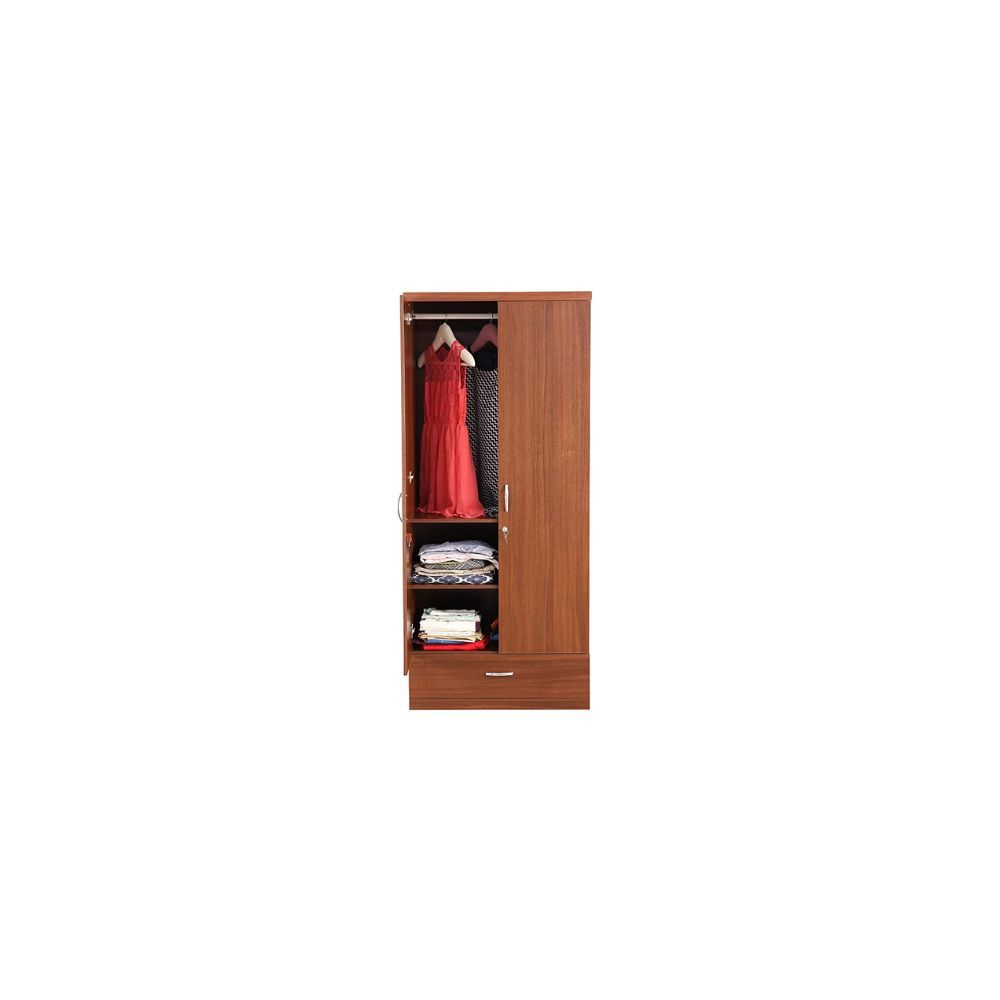 Aaram By Zebrs Wood Two Door Wardrobe in Regato Walnut Colour