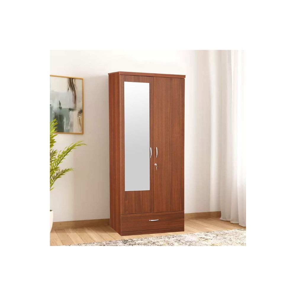 Aaram By Zebrs Wood Two Door Wardrobe in Regato Walnut Colour
